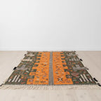 Green & Orange Moroccan Rug – Handwoven Artisan Piece