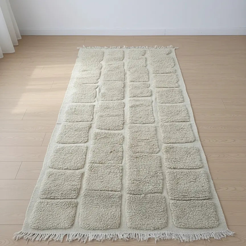 White Moroccan Rug – Handwoven Natural Wool from Taznakht