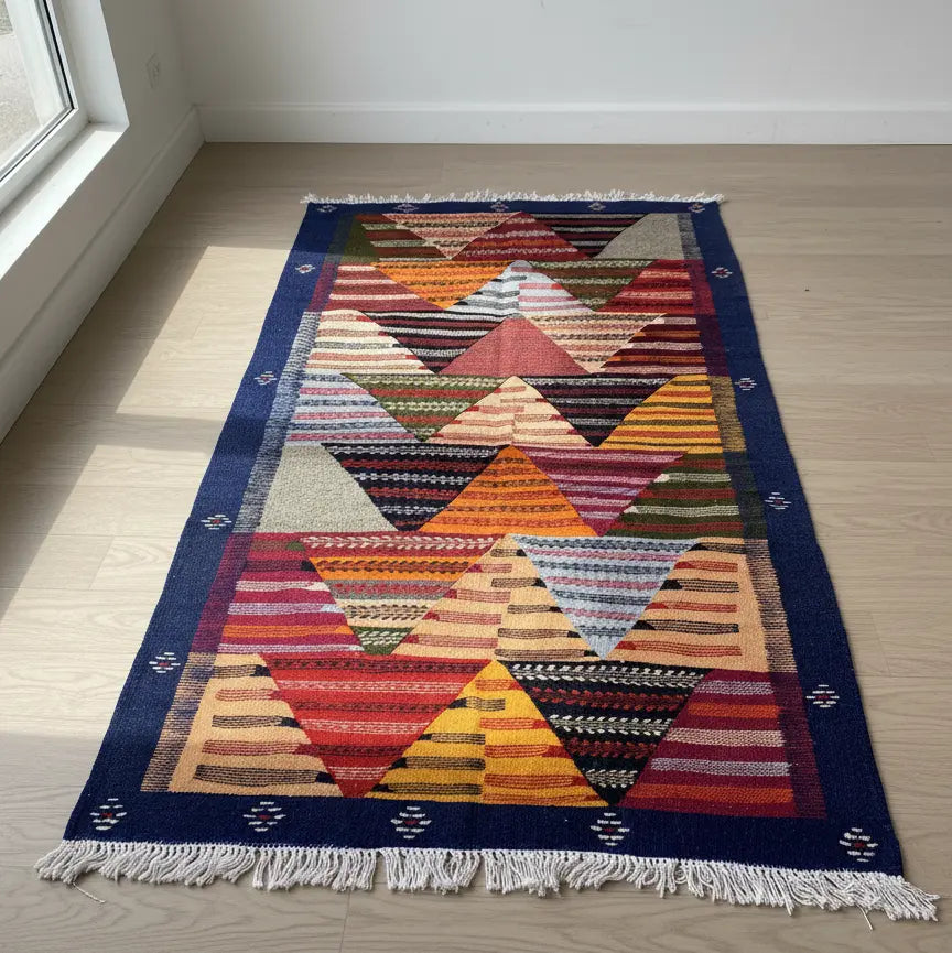 Moroccan Kilim Rug – Handwoven Reversible Picasso Rug from Taznakht