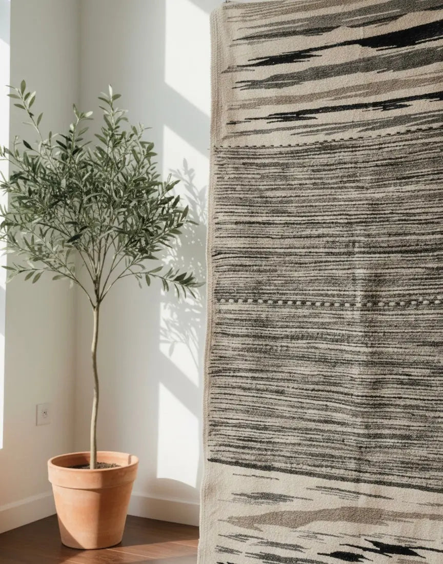Black & White Moroccan Runner – Handwoven Artisan Wool Piece