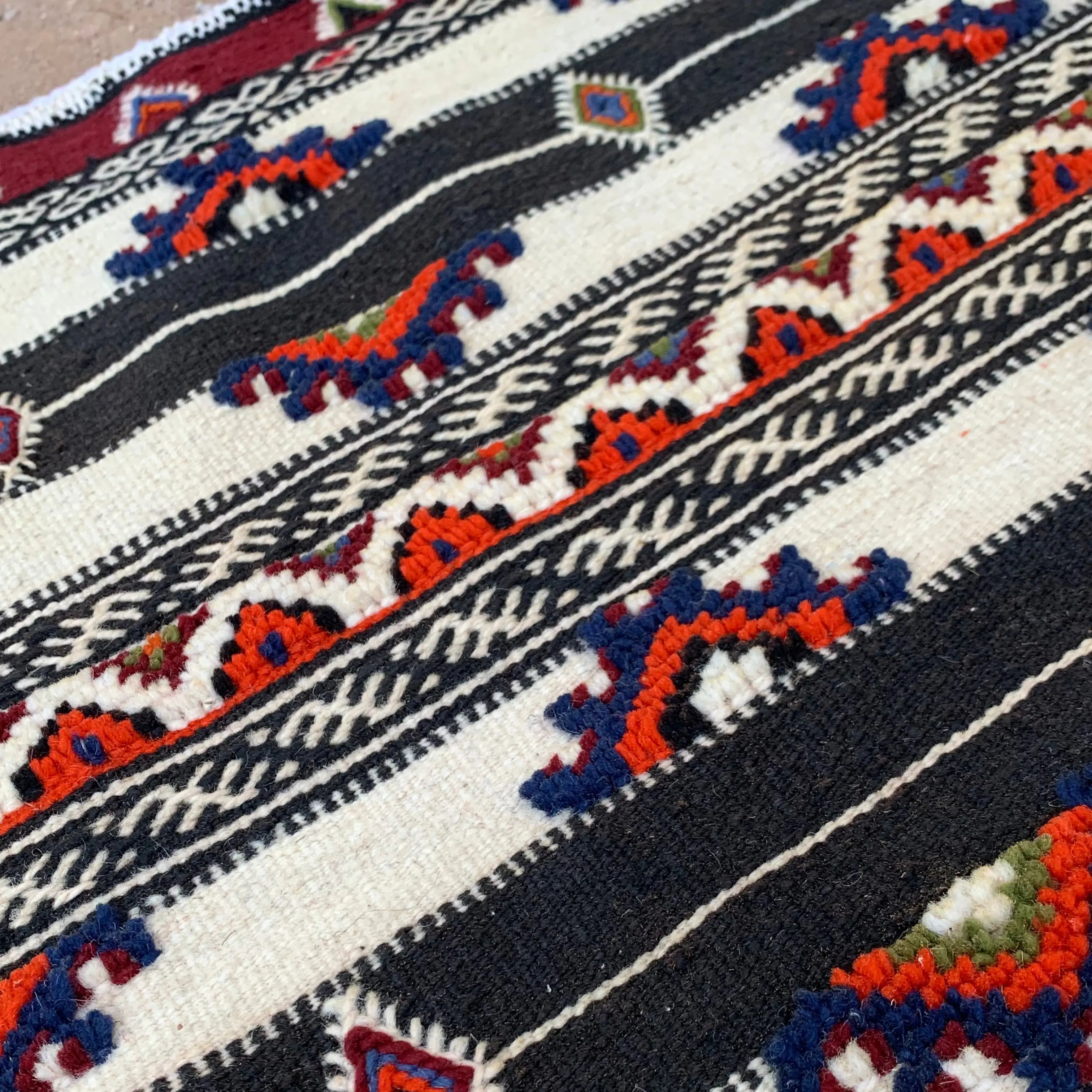 Small Black and White Moroccan Rug 