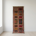Handwoven Moroccan Berber runner rug in 100% wool with flatweave and knotted details, 72 × 240 cm