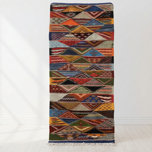 Multicolor Moroccan kilim flatweave runner rug — TazRugs