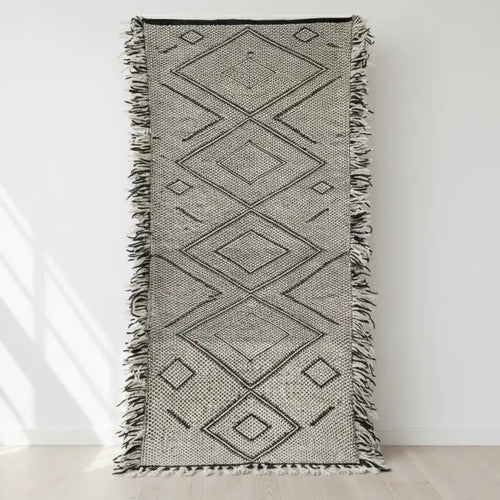  Black & White Moroccan Runner Rug