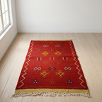 Traditional Amazigh symbols on a Moroccan wool rug