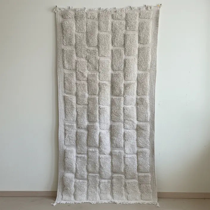 White Moroccan Rug – Handwoven Pure Wool from Taznakht