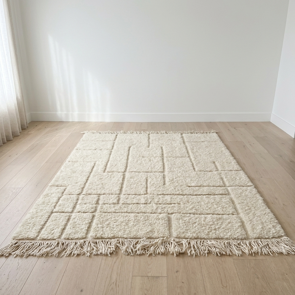 White Beni Ouarain wool rug, 