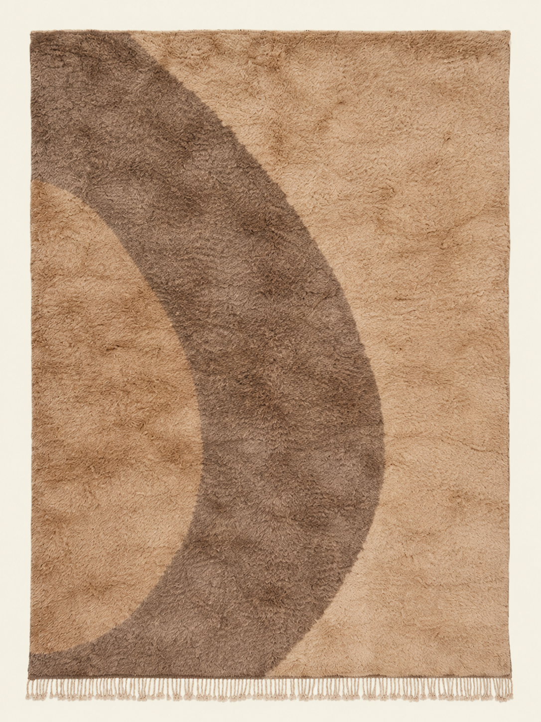 Arc Study custom Beni Mrirt rug in sand, warm beige and taupe brown, hand-knotted in Morocco