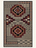 Atlas Emblems custom Taznakht rug in black, ivory, red and ochre with Zanafi flatweave and hand-knotted wool motifs