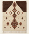 Atlas Thread Beni Ouarain custom Moroccan rug with cocoa and terracotta Amazigh diamond motifs on ivory wool