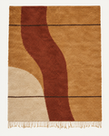Burnished Path custom Beni Mrirt rug in camel, rust, warm ivory and deep brown, hand-knotted in Morocco