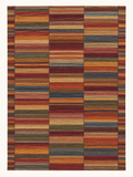Clay Interval custom Moroccan kilim rug with warm terracotta wool and fine contrasting woven bands