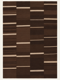 Cocoa Intervals custom Moroccan kilim rug with deep brown woven fields and fine ivory lines