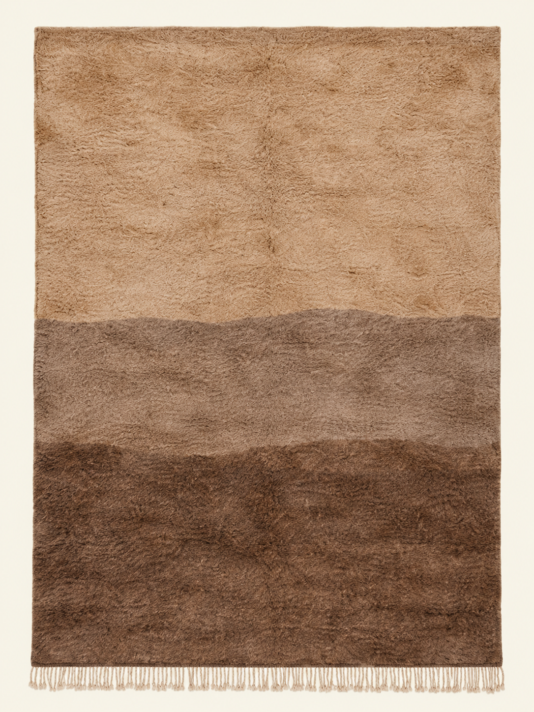 Cocoa Passage custom Beni Mrirt rug in warm ivory, cocoa brown and camel, hand-knotted in Morocco