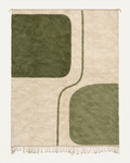 Continuum custom Beni Mrirt rug in warm ivory and olive green, hand-knotted in Morocco