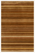 Desert Grain custom Moroccan kilim rug with layered horizontal bands in warm brown, camel, sand and tobacco tones