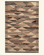 Desert Lattice custom Taznakht flatweave rug in Kharita Picasso technique, handwoven in Morocco