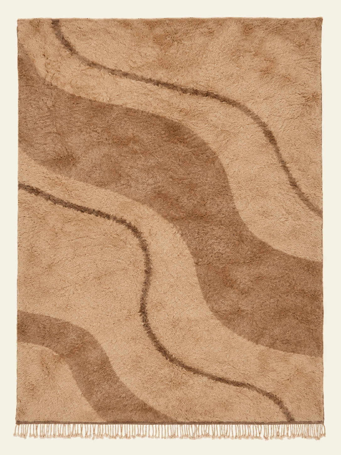 Dune Fold custom Beni Mrirt rug in sand, camel and warm brown, hand-knotted in Morocco