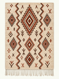 Earthen Rhythm custom Azilal rug in natural ivory, terracotta and deep brown, hand-knotted in Morocco