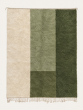 Homeward custom Beni Mrirt rug in warm ivory, sage and deep olive, hand-knotted in Morocco