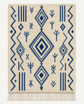 Indigo Cadence custom Azilal rug in natural ivory and deep indigo blue, hand-knotted in Morocco