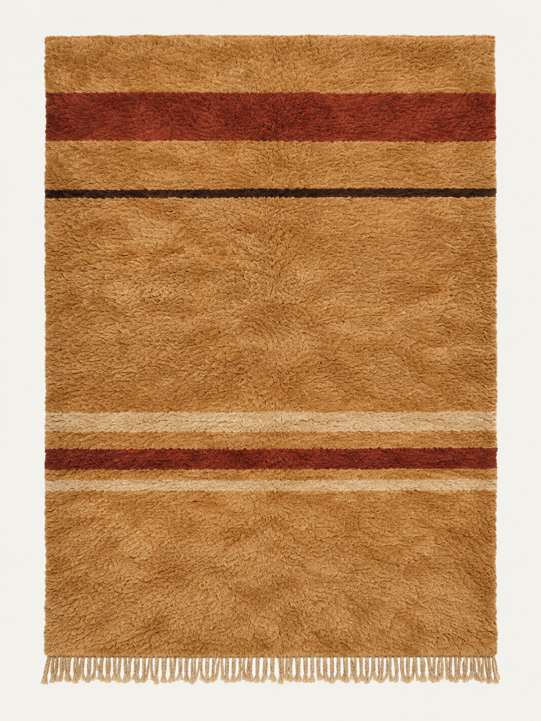 Last Light custom Beni Mrirt rug in camel, terracotta, ivory and deep brown, hand-knotted in Morocco