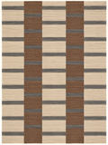 Measured Crossing custom Moroccan kilim rug with brown vertical fields, charcoal horizontal bands and natural ivory wool