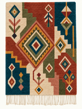 Mosaic Bloom custom Boujaad rug in ivory, teal, terracotta, olive, ochre and dusty rose, hand-knotted in Morocco