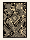 Obsidian Geometry custom Taznakht rug in black and natural ivory with mixed hand-knotted and flatwoven construction
