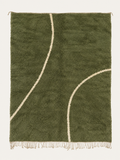 Olive Ground custom Beni Mrirt rug in deep olive green and ivory, hand-knotted in Morocco
