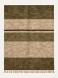 Olive Horizon custom Beni Mrirt rug in olive, warm ivory, taupe and deep brown, hand-knotted in Morocco