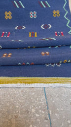Authentic Moroccan wool runner rug handcrafted on a traditional vertical loom