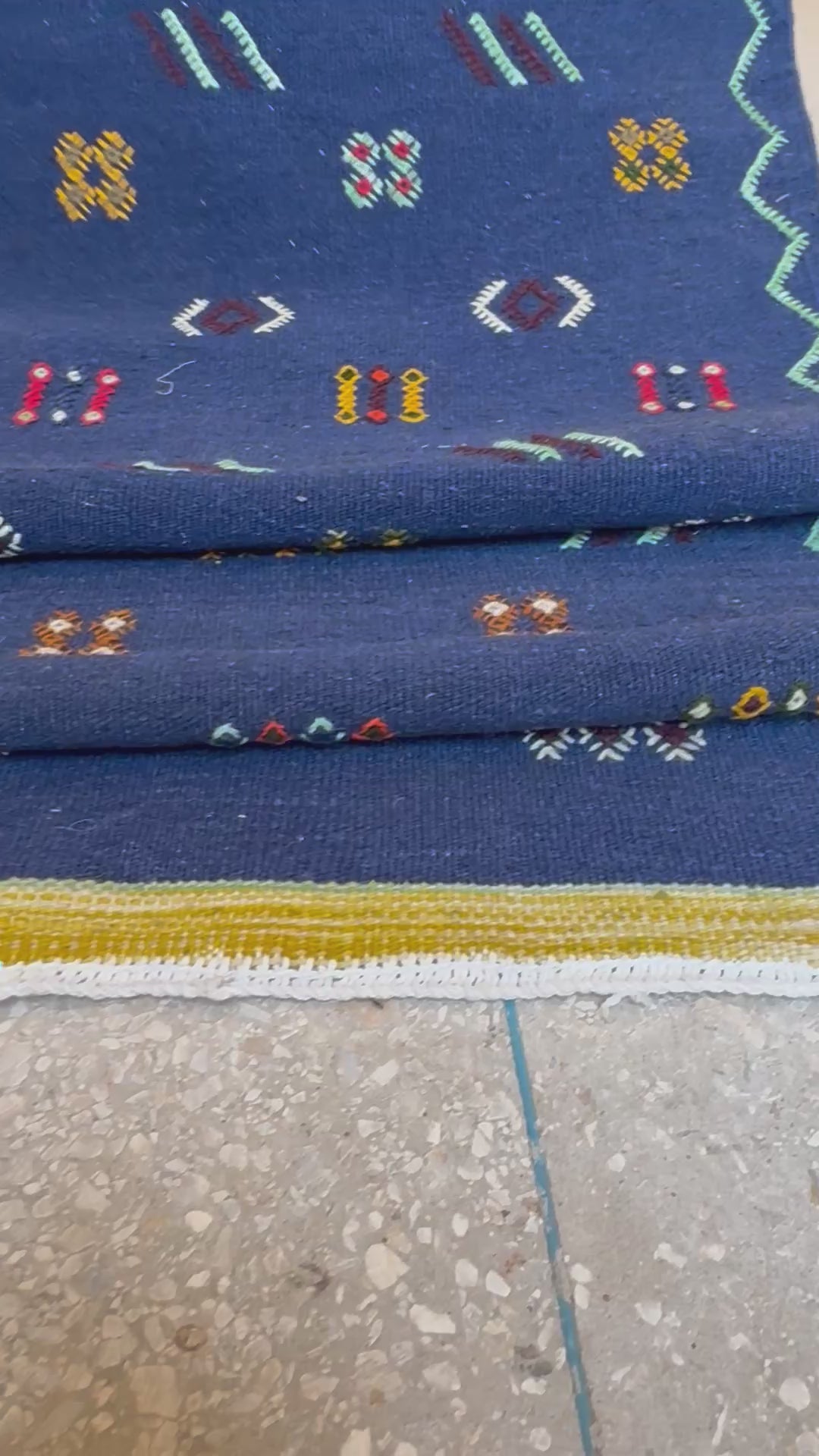 Authentic Moroccan wool runner rug handcrafted on a traditional vertical loom