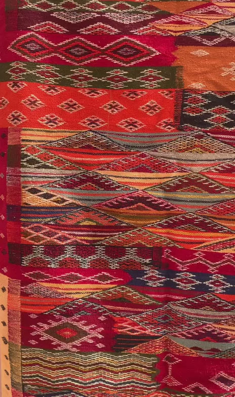 Moroccan Kilim Rug – Red Picasso, Handwoven & Reversible