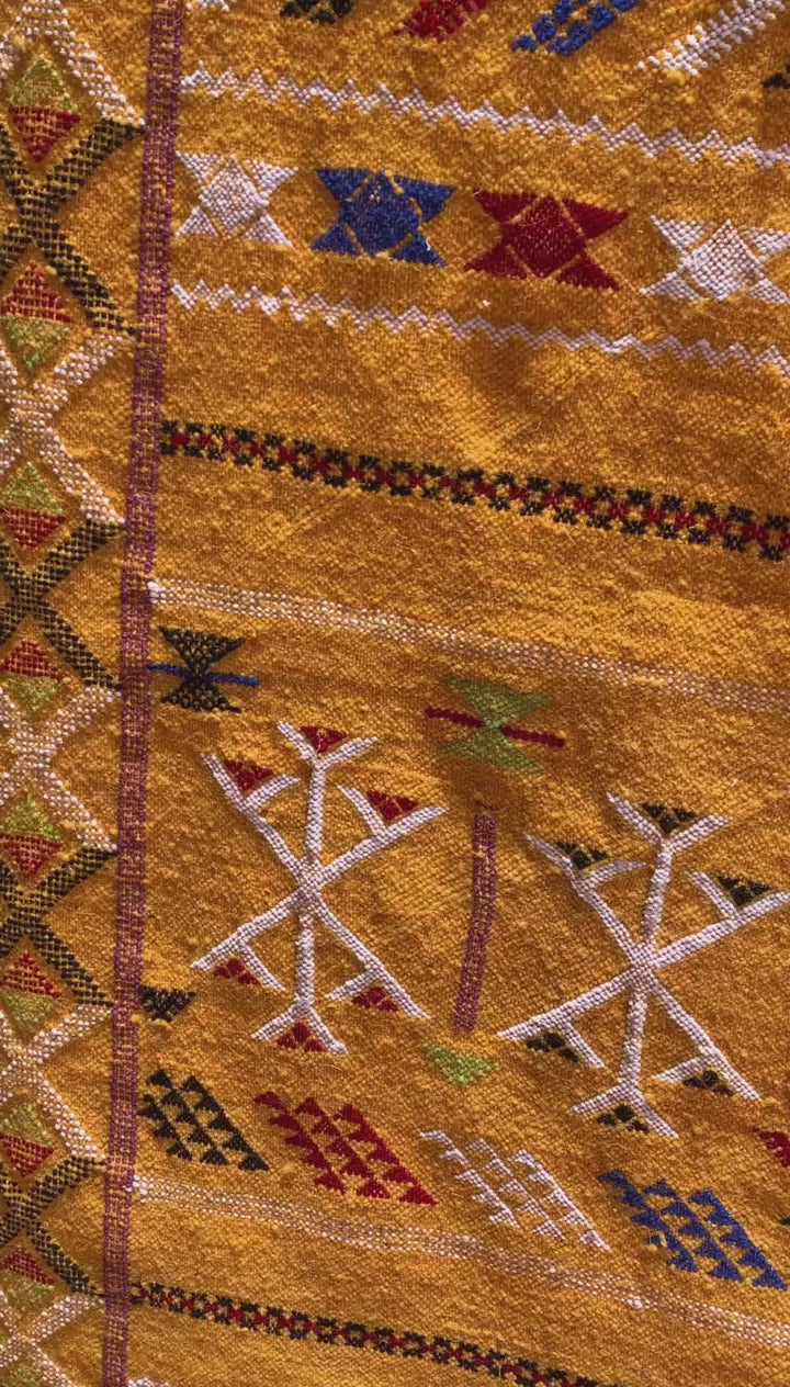 Yellow Moroccan Rug – Handwoven Artisan Wool Piece