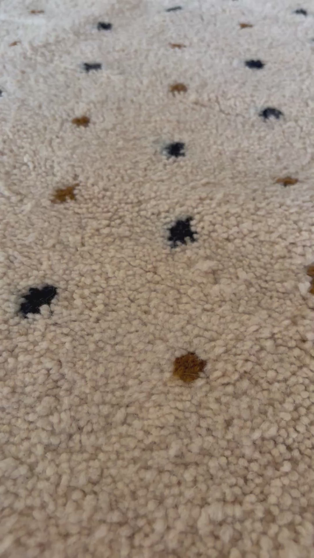 Ivory Moroccan Rug with Diamond Motifs, 71 x 87 in