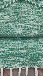 White & Green Azilal Moroccan Rug - Handwoven Wool - 39 x 59 in