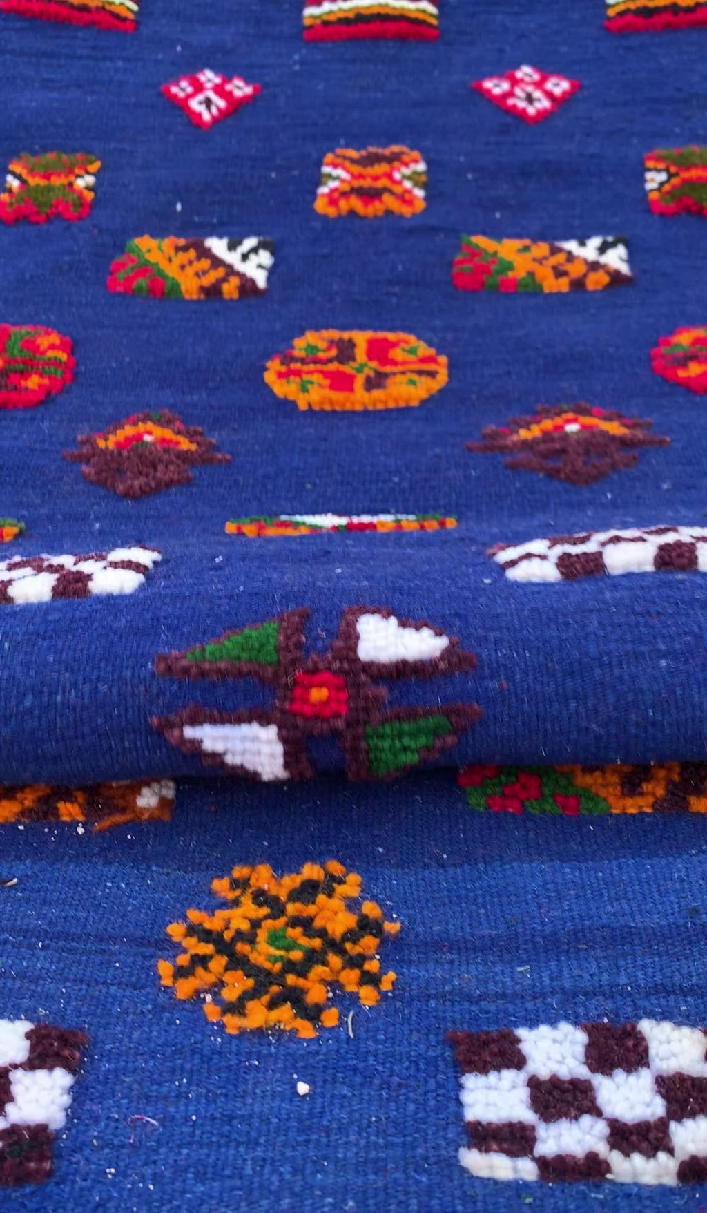 Moroccan rug – navy blue handwoven runner 