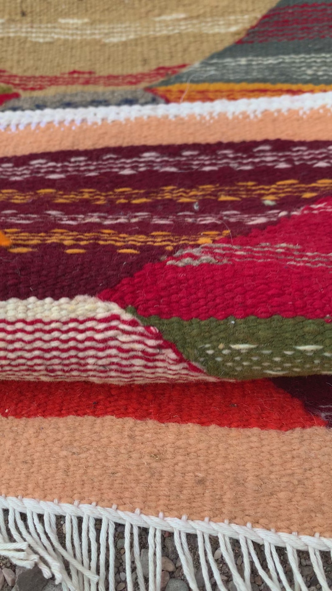 Multicolor Moroccan Kilim Rug - Handwoven Flatweave Wool - Meaningful Symbols - 38 x 28 in