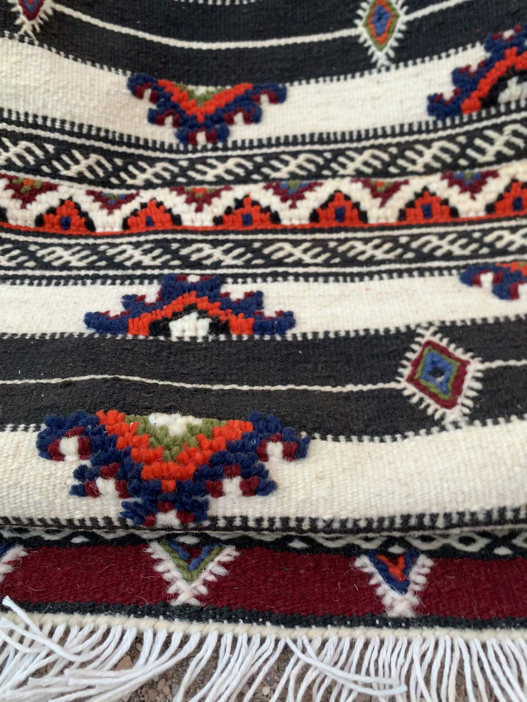 Small Black and White Moroccan Rug 