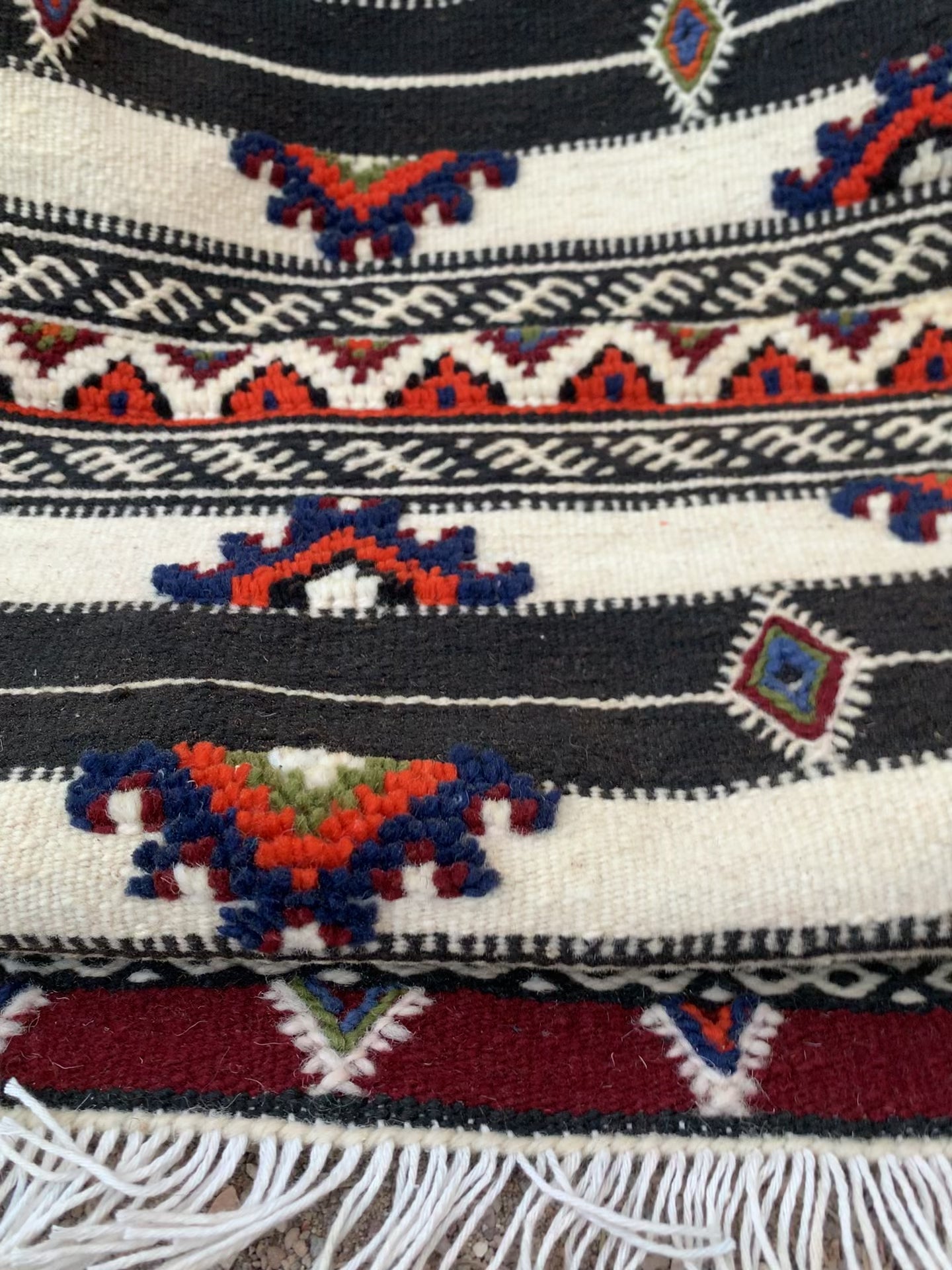 Small Black and White Moroccan Rug 