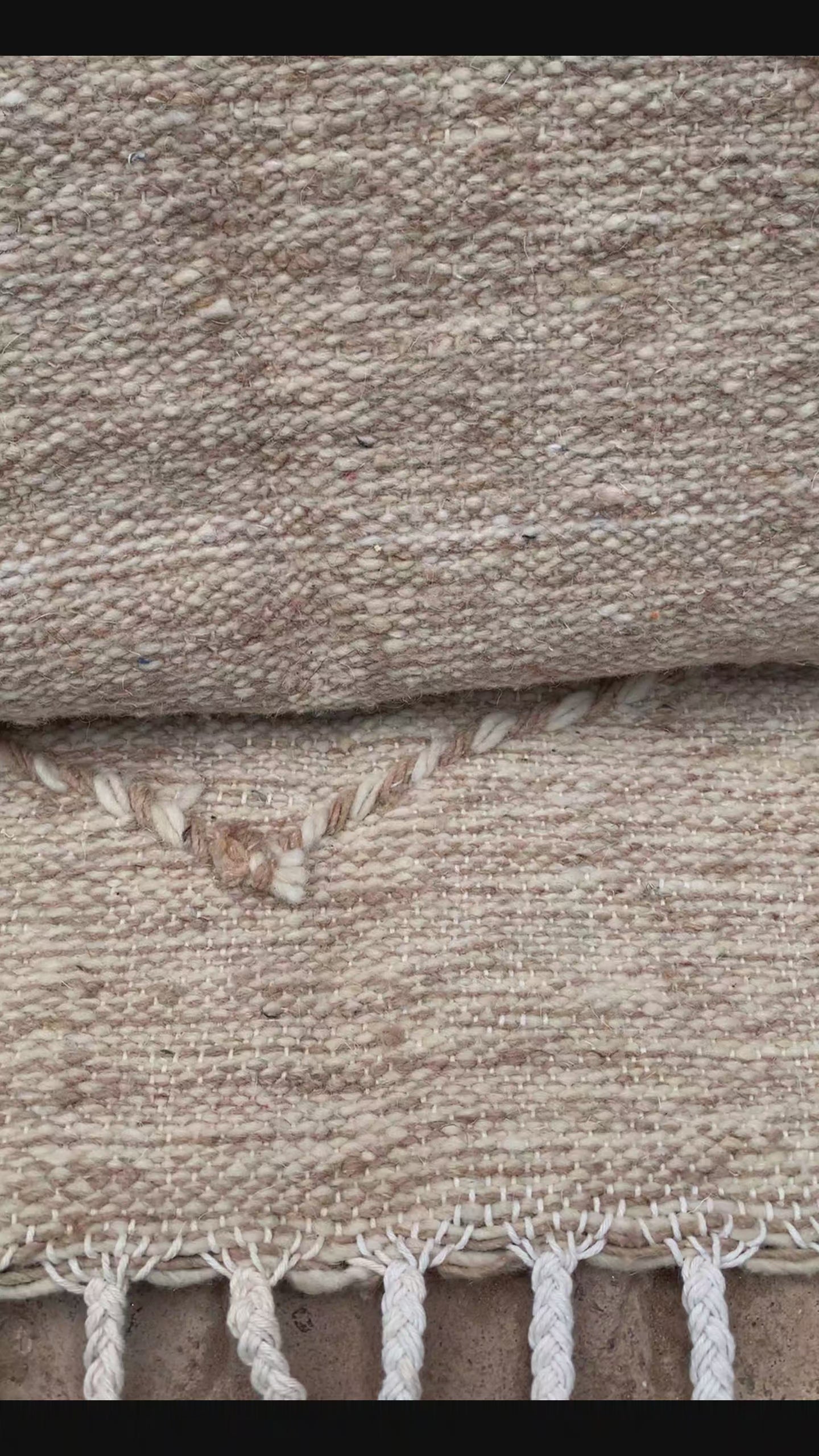 Beige & White Azilal Moroccan Rug - Handwoven Wool - 59 x 37 in