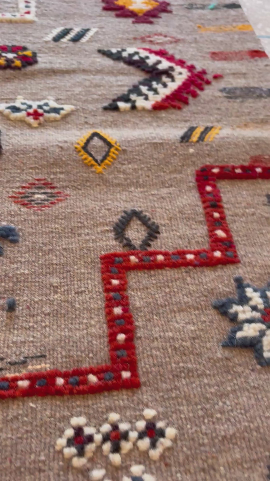 One-of-a-kind Moroccan Berber kilim runner featuring traditional Amazigh motifs
