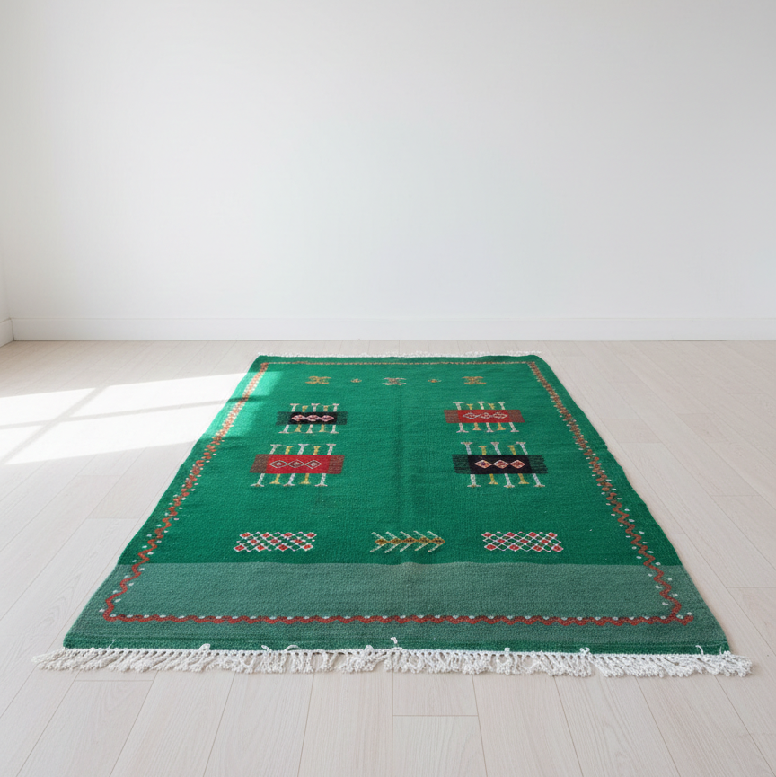 green kilim rug moroccan