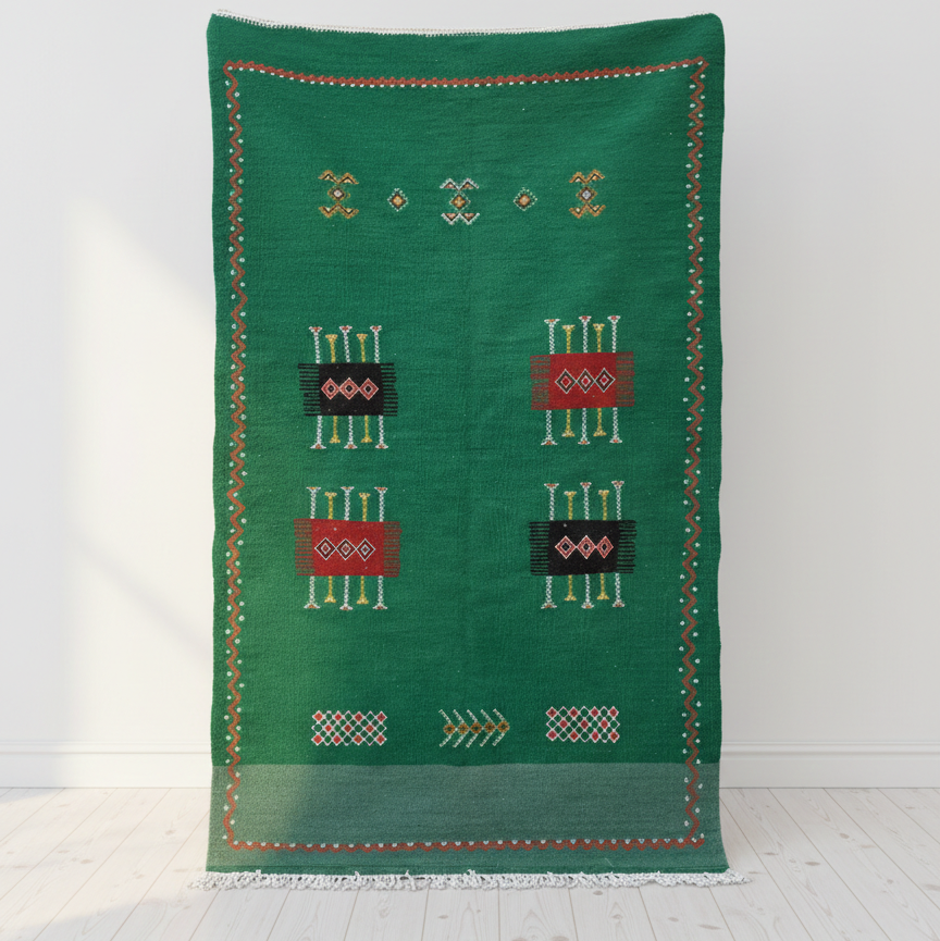 green kilim rug
