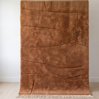 Caramel Beni Mrirt style Moroccan wool rug 250x200cm displayed against a white wall on light oak flooring