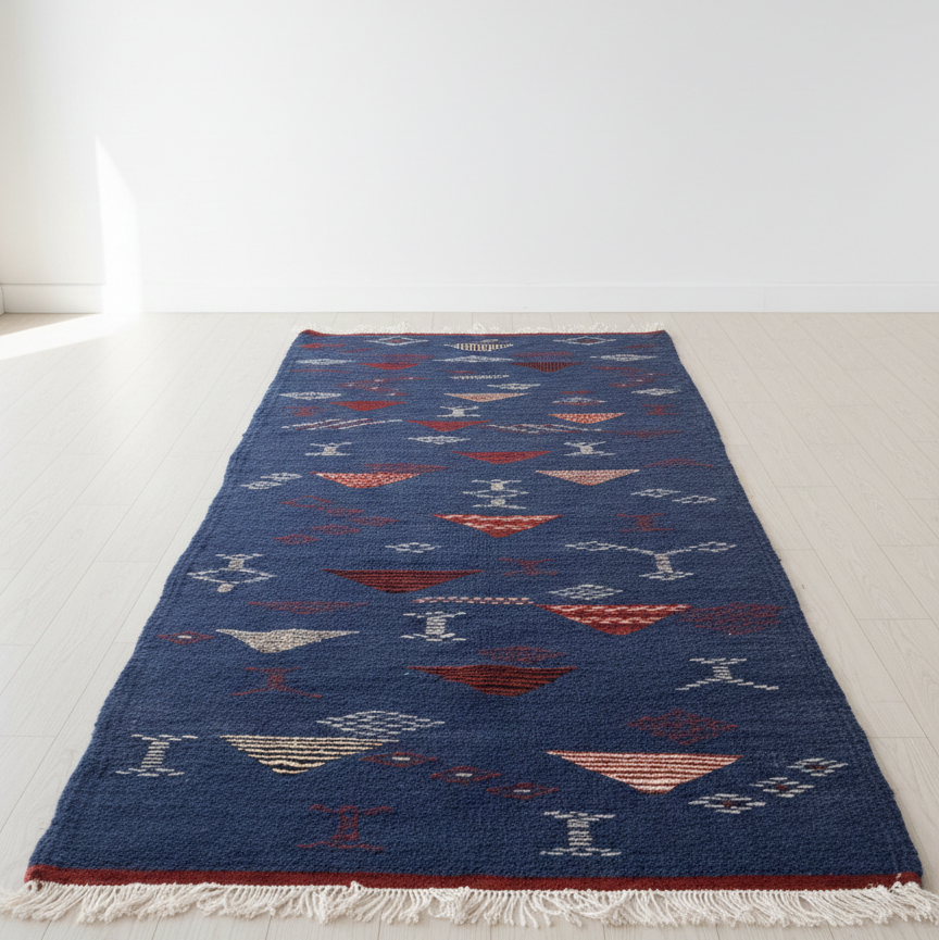 Navy Blue Kilim Rug
