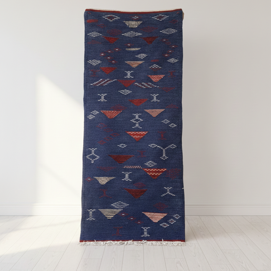 Navy Blue Kilim Rug
