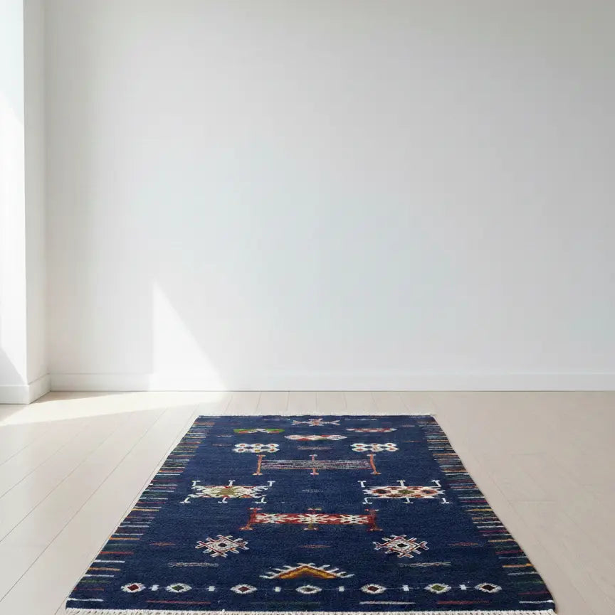 Navy Blue Kilim Rug 