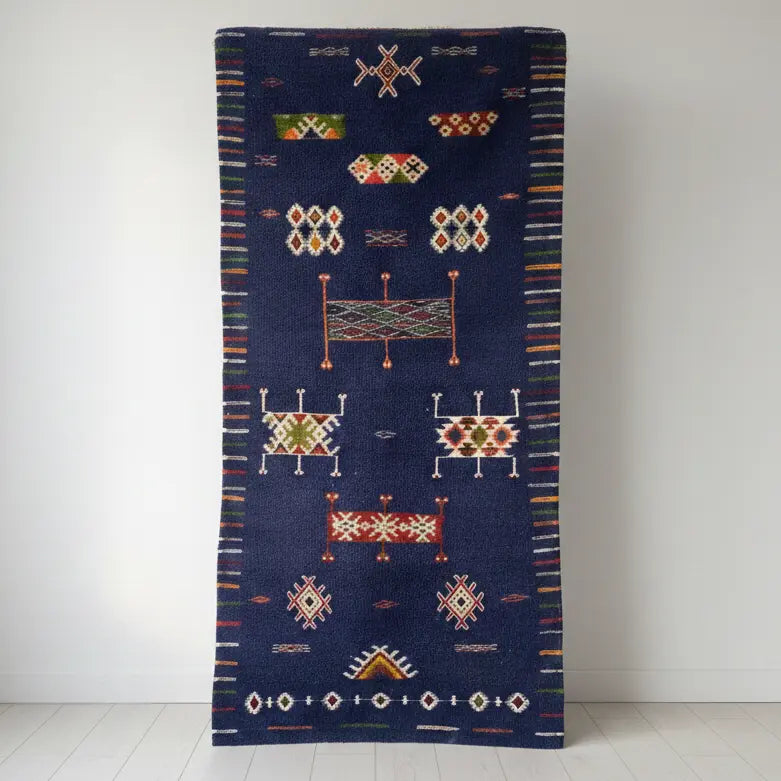 Navy Blue Kilim Rug 